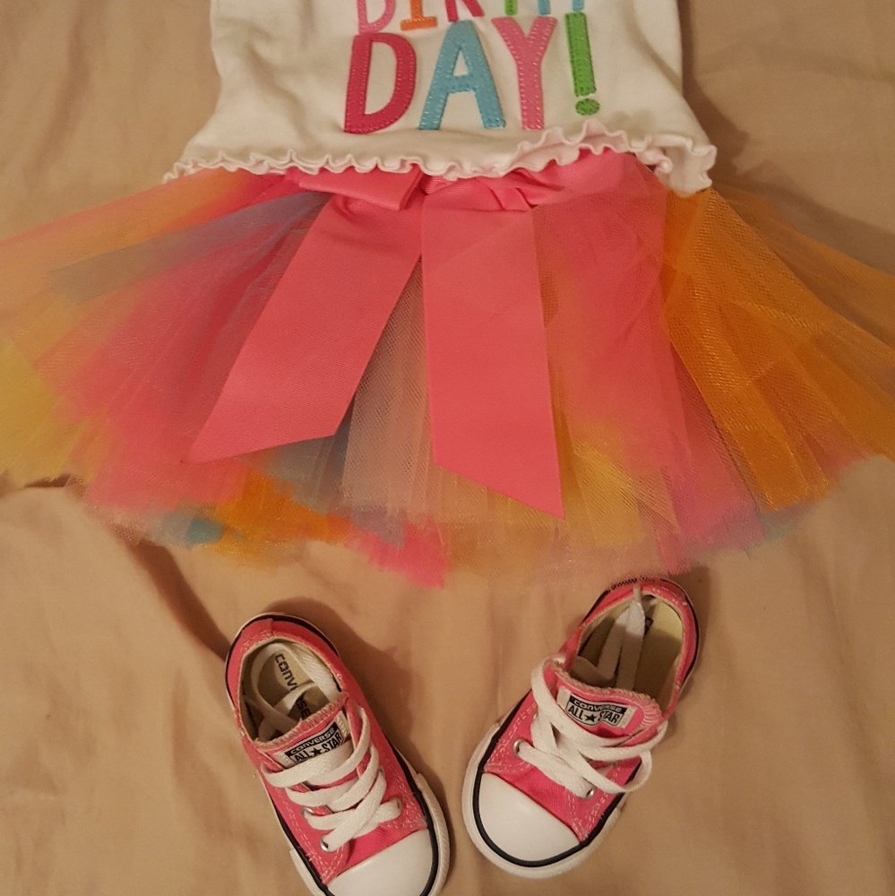 Cute Birthday Outfit with Matching Hot Pink Conver